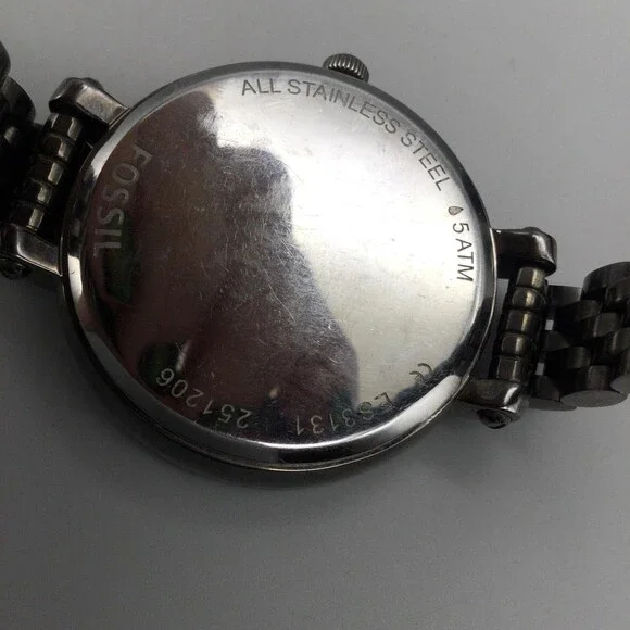 Fossil Heather Women Watch 42mm Silver Tone ES3137 Gray Dial New Battery 6.25" - Picture 8 of 13
